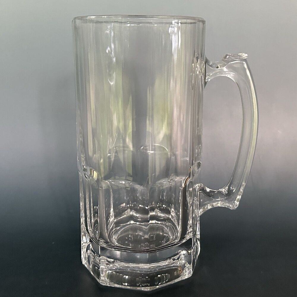 Vintage Libbey Glass Beer Stein Mug Heavy Paneled Tankard Barware 7.25”